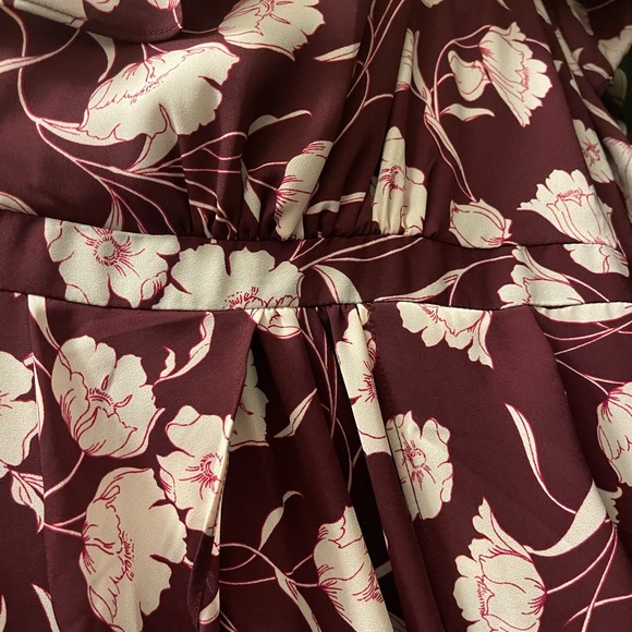 LC Lauren Conrad Runway Floral Print Halter Neck Dress Burgundy Ruffled Flowy 6 - Picture 7 of 7